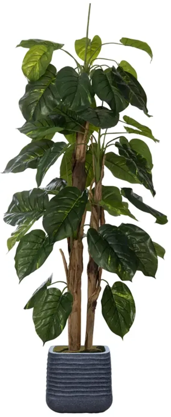 66" Tall Artificial Faux Scindapsus Aureus (Devil’s Ivy) with Eco-Paper Planter