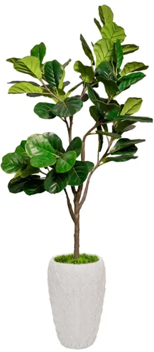 Vintage Home Artificial Faux Fig Tree  68" Large Fake Plant Real Touch Indoor Home and Office Accent Décor with Eco Planter