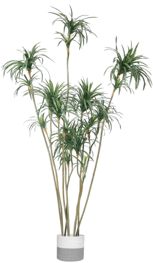 98" Vintage Real Touch Fake Dracaena Dragon Tree in a cute rope basket | Perfect for indoor and outdoor Décor