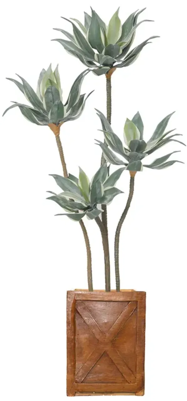 50" Vintage Real Touch Faux Succulent in a black pot - perfect for indoor and outdoor modern décor