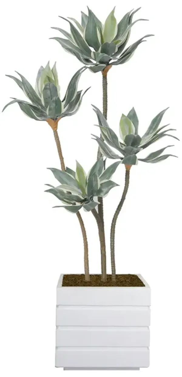50" Vintage Real Touch Faux Succulent in a black pot - perfect for indoor and outdoor modern décor