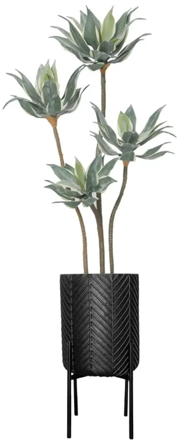 50" Vintage Real Touch Faux Succulent in a black pot - perfect for indoor and outdoor modern décor