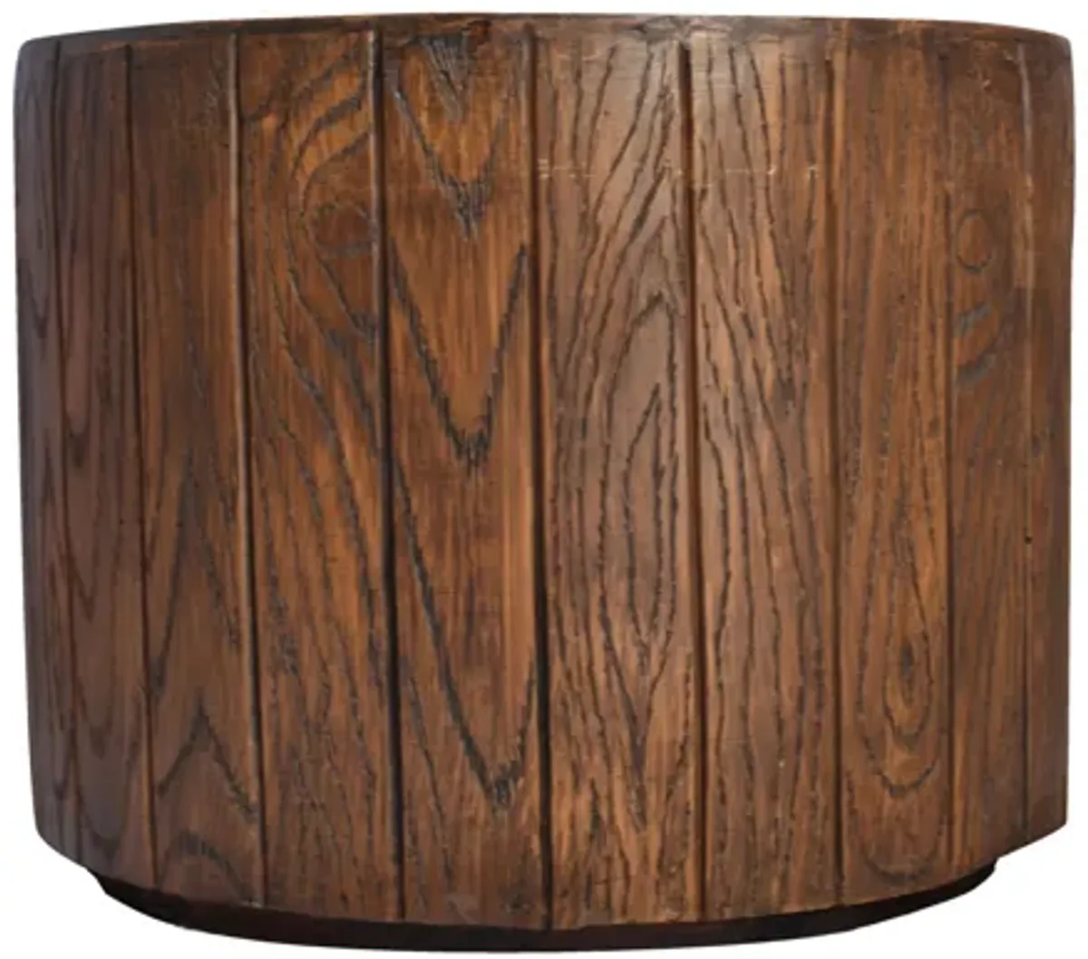 Vintage Home 13" Tall Round Wood Color Fiberstone Planter - Good for indoor and outdoor use