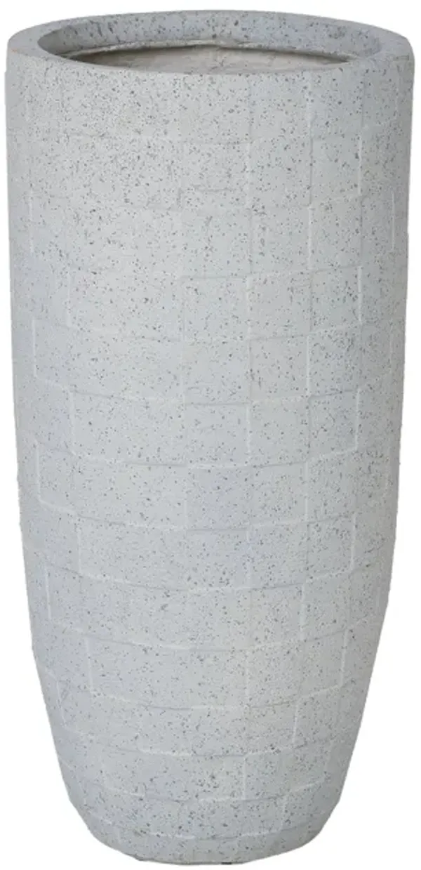 22"  Tall Indoor/ Outdoor Checkered Beige Fiberstone Planter