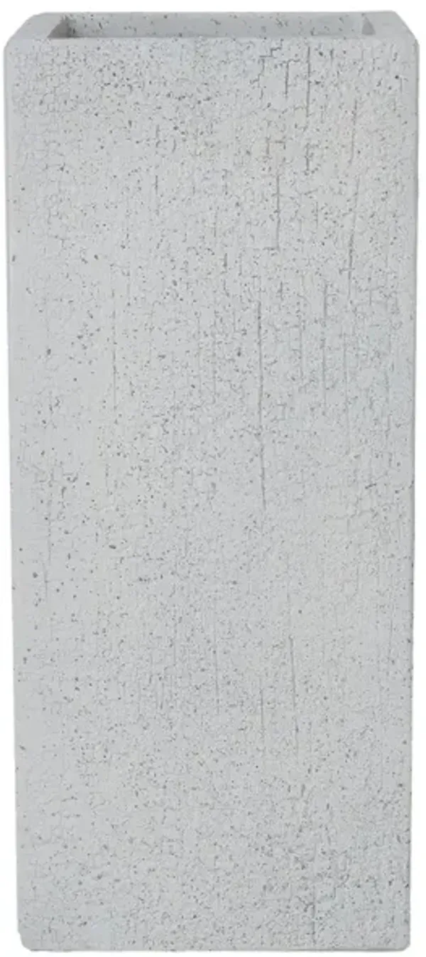 24" Tall Indoor/ Outdoor Square Beige Fiberstone Planter