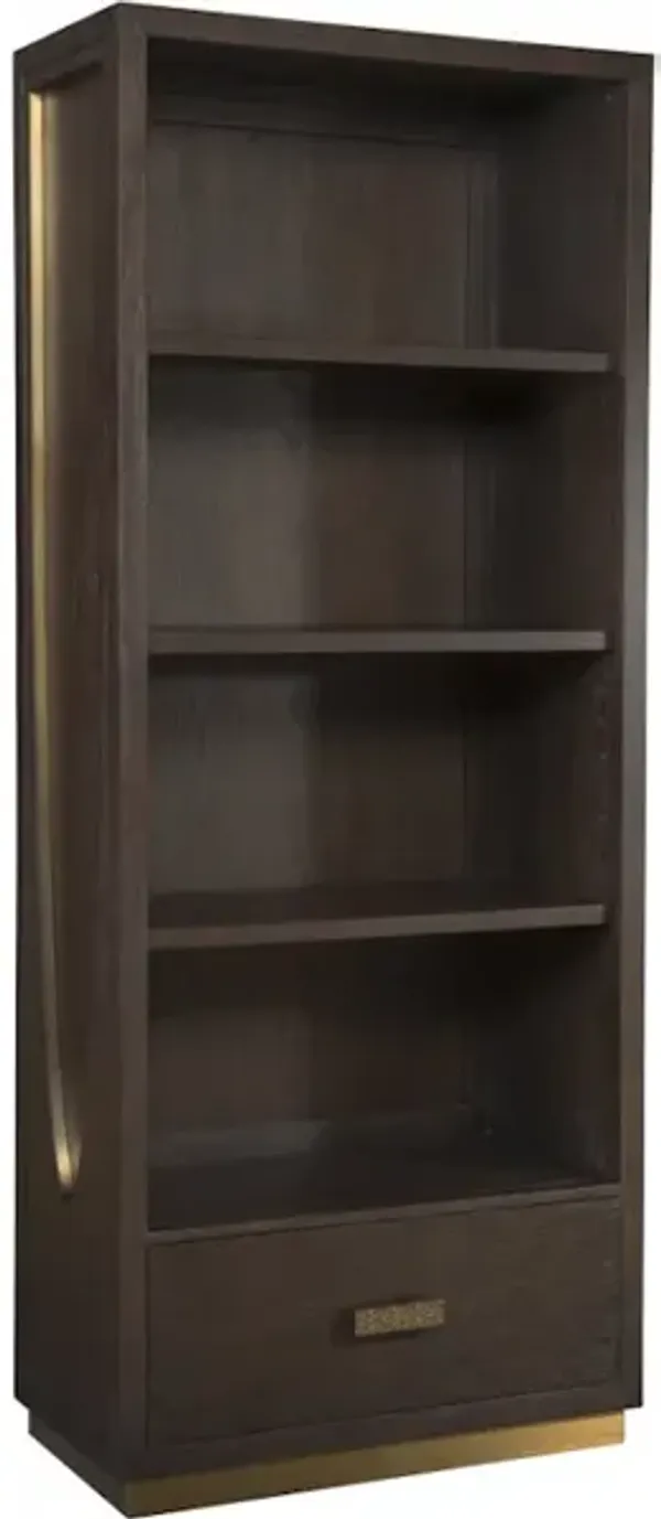 VERBATIM BOOKCASE IN CERUSED WIREBRUSHED BROWN