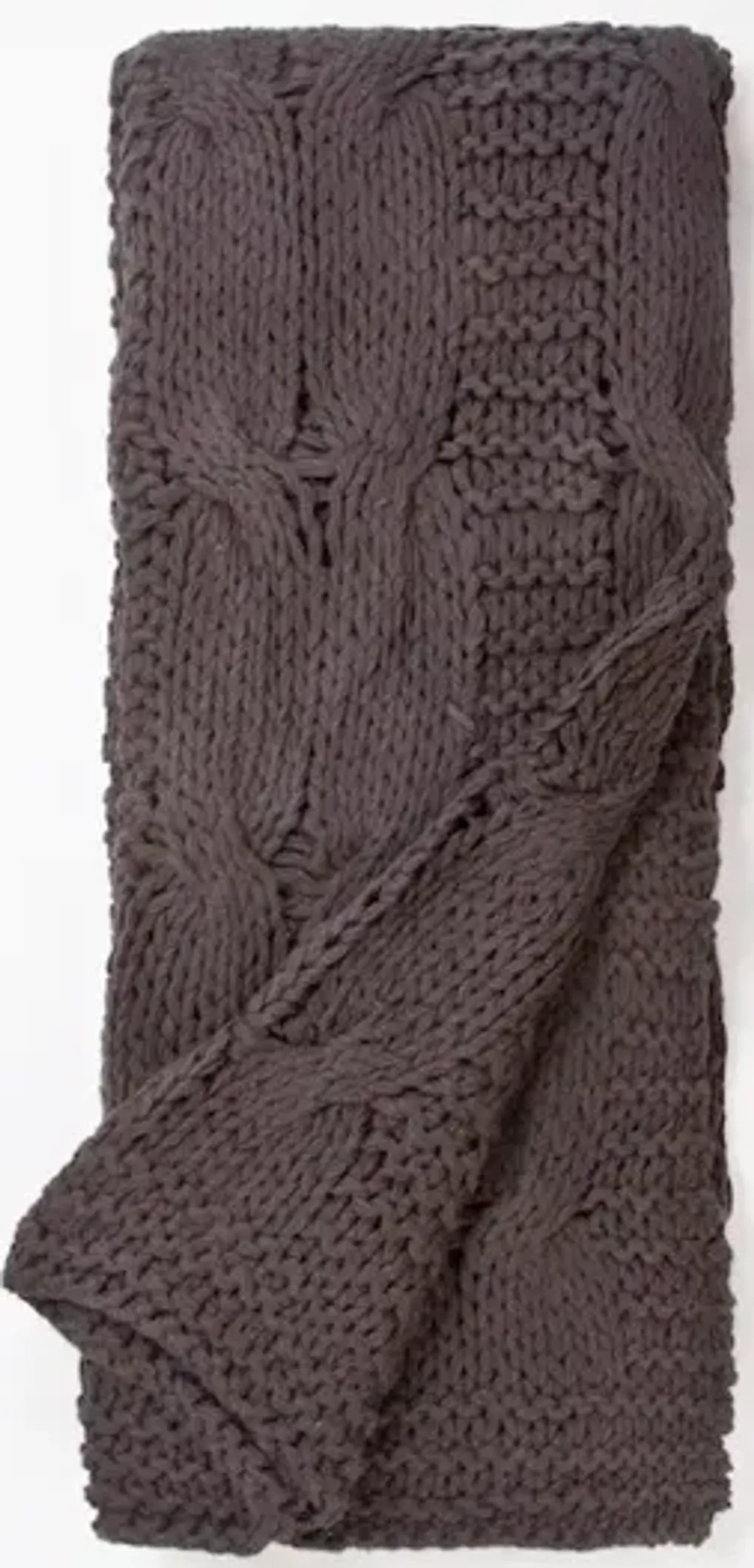 Micah Steel Grey Cable Knit Throw