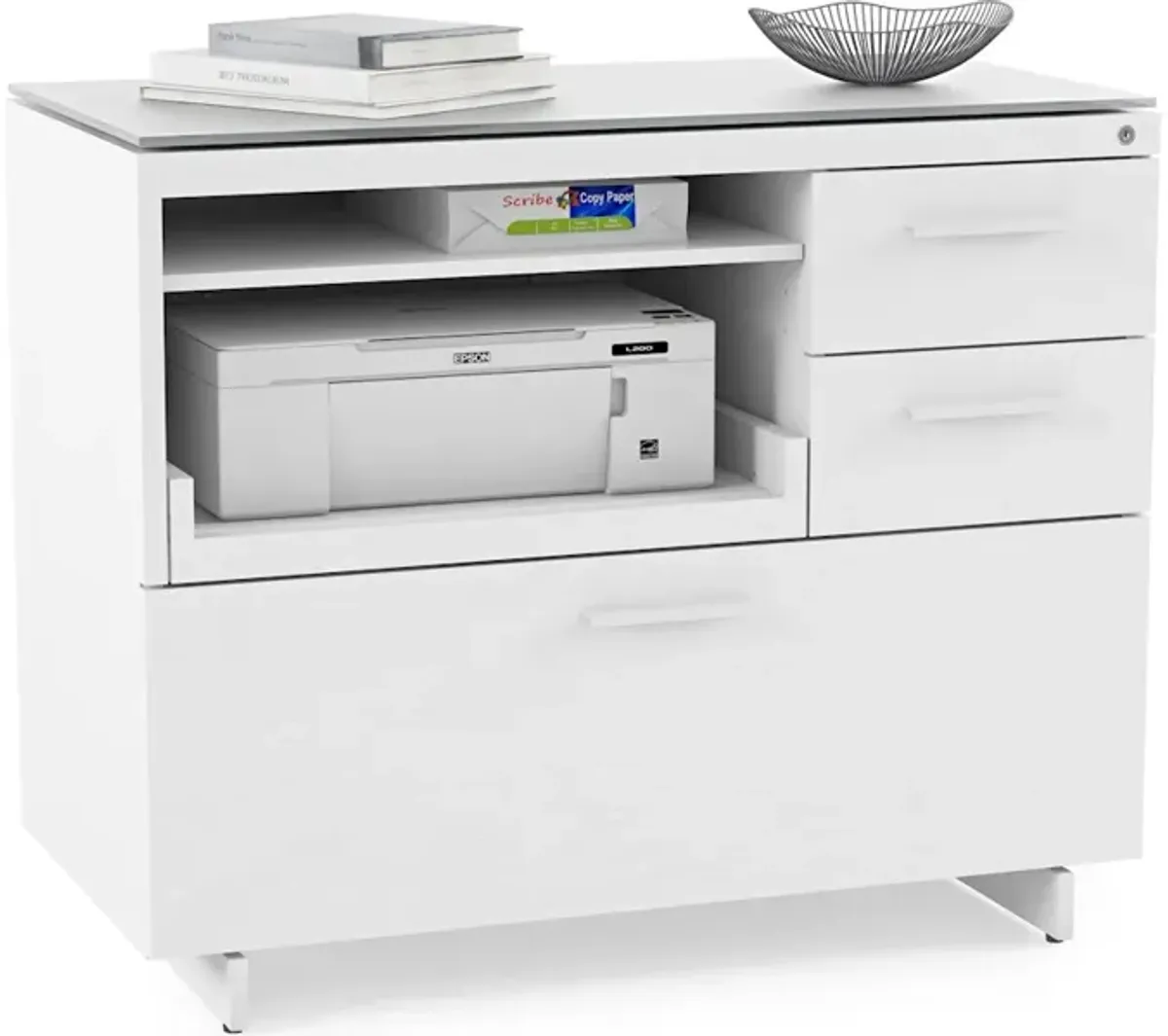 Centro 6417 White Multifunction Office Cabinet