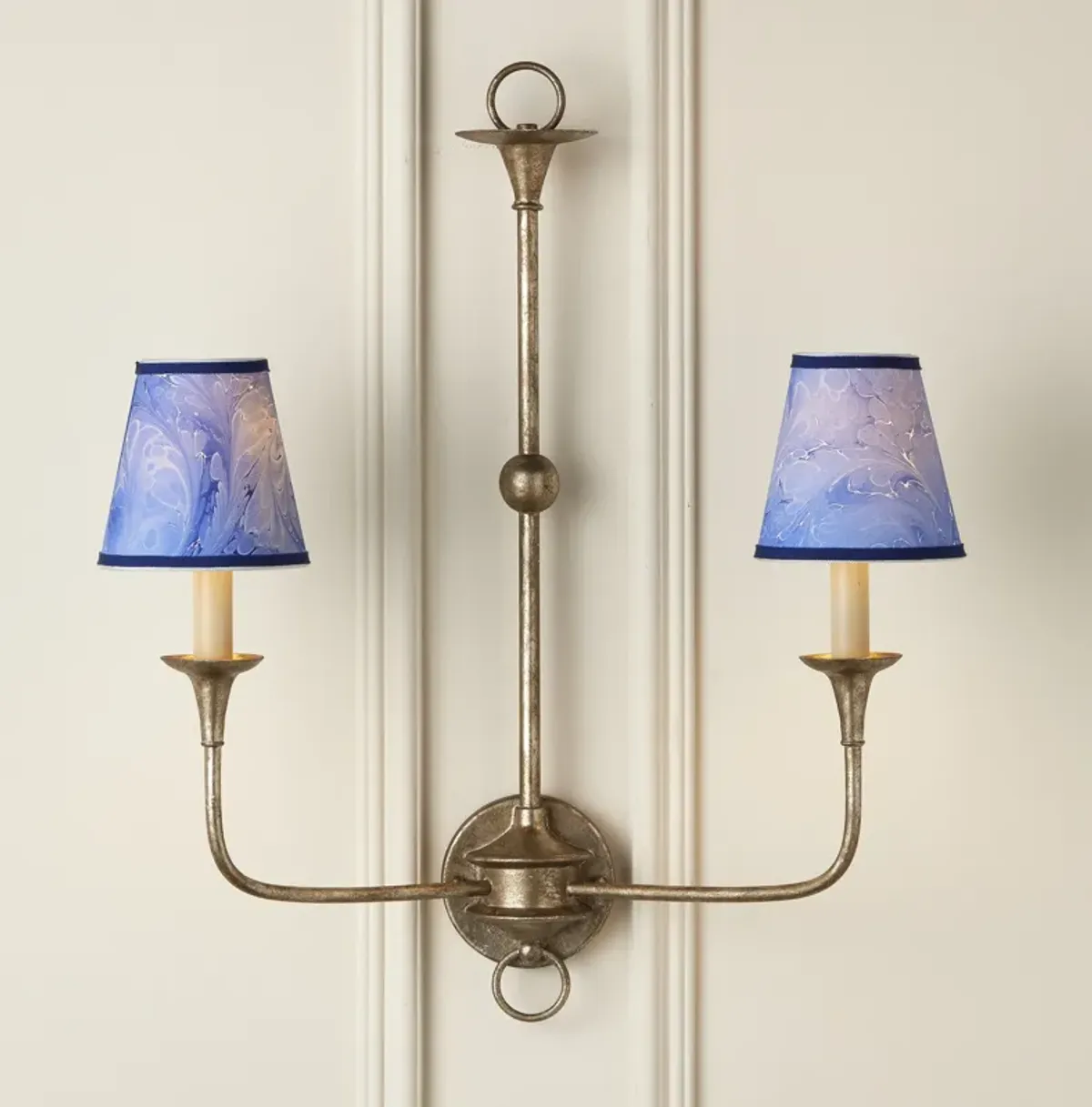 Marble Blue Paper Tapered Chandelier Shade