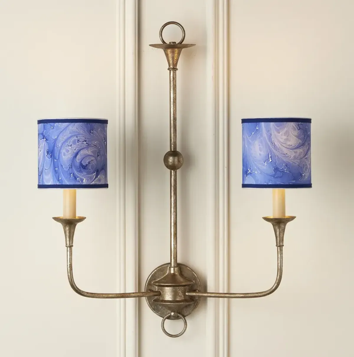 Marble Blue Paper Drum Chandelier Shade