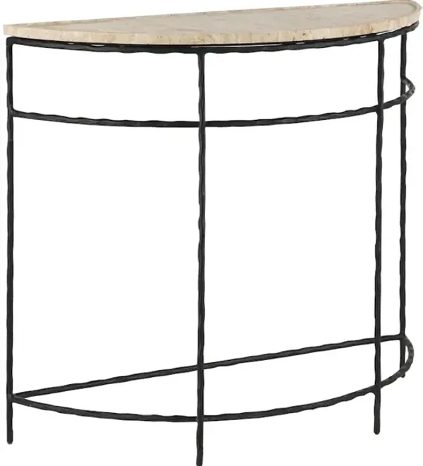 Boyles Travertine Demi-Lune Table