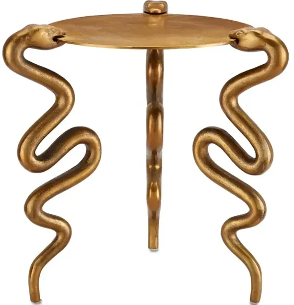 Serpent Brass Accent Table