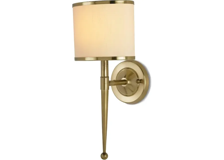 Primo Brass Wall Sconce, Cream Shade