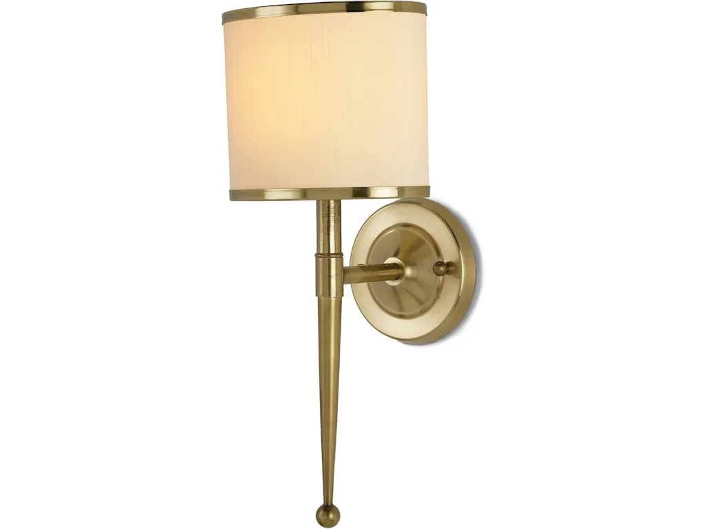 Primo Brass Wall Sconce, Cream Shade
