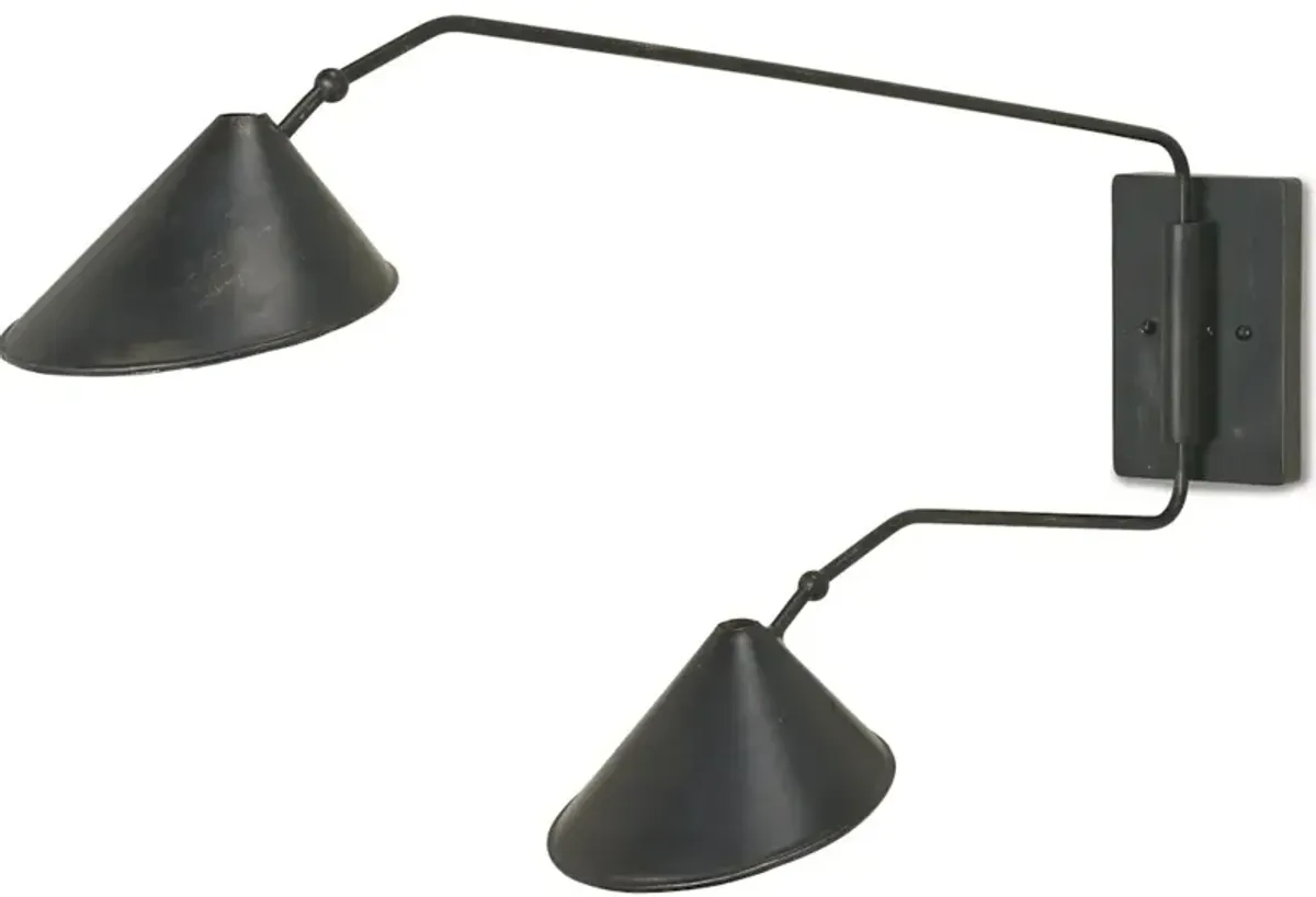 Serpa Black Double Swing-Arm Wall Sconce