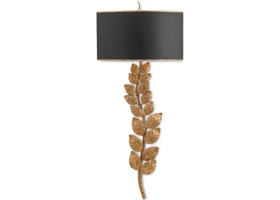 Birdwood Gold Wall Sconce, Black Shade