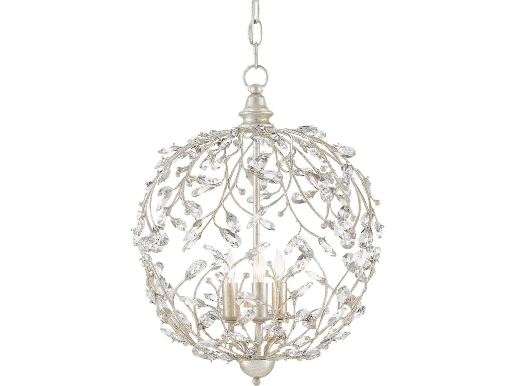 Crystal Bud Silver Orb Chandelier