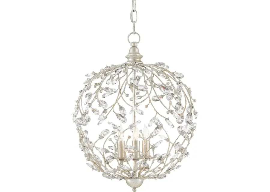 Crystal Bud Silver Orb Chandelier