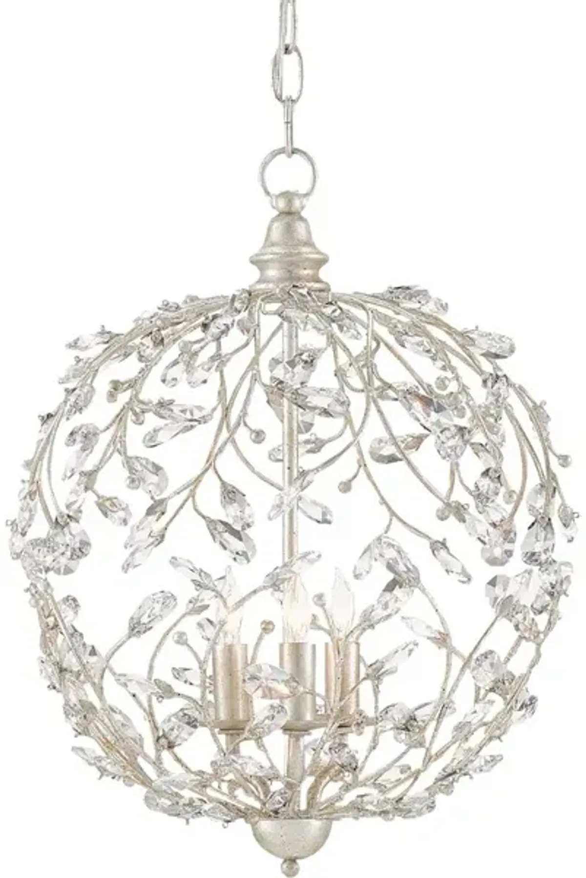 Crystal Bud Silver Orb Chandelier