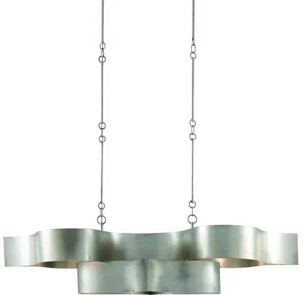 Grand Lotus Silver Oval Chandelier