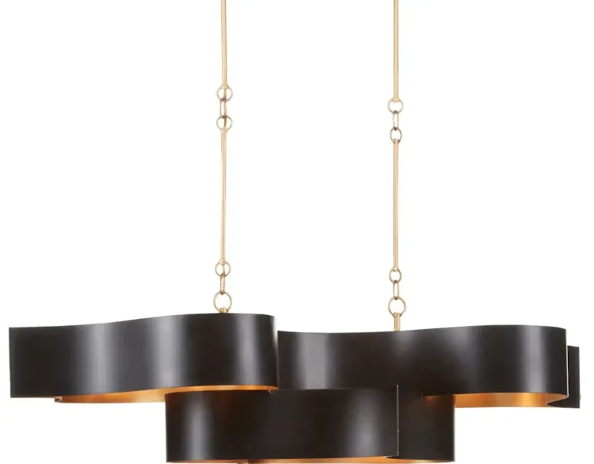 Grand Lotus Oval Black Chandelier