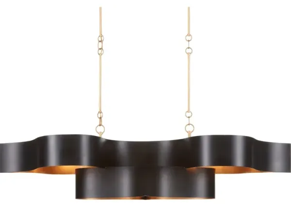 Grand Lotus Oval Black Chandelier