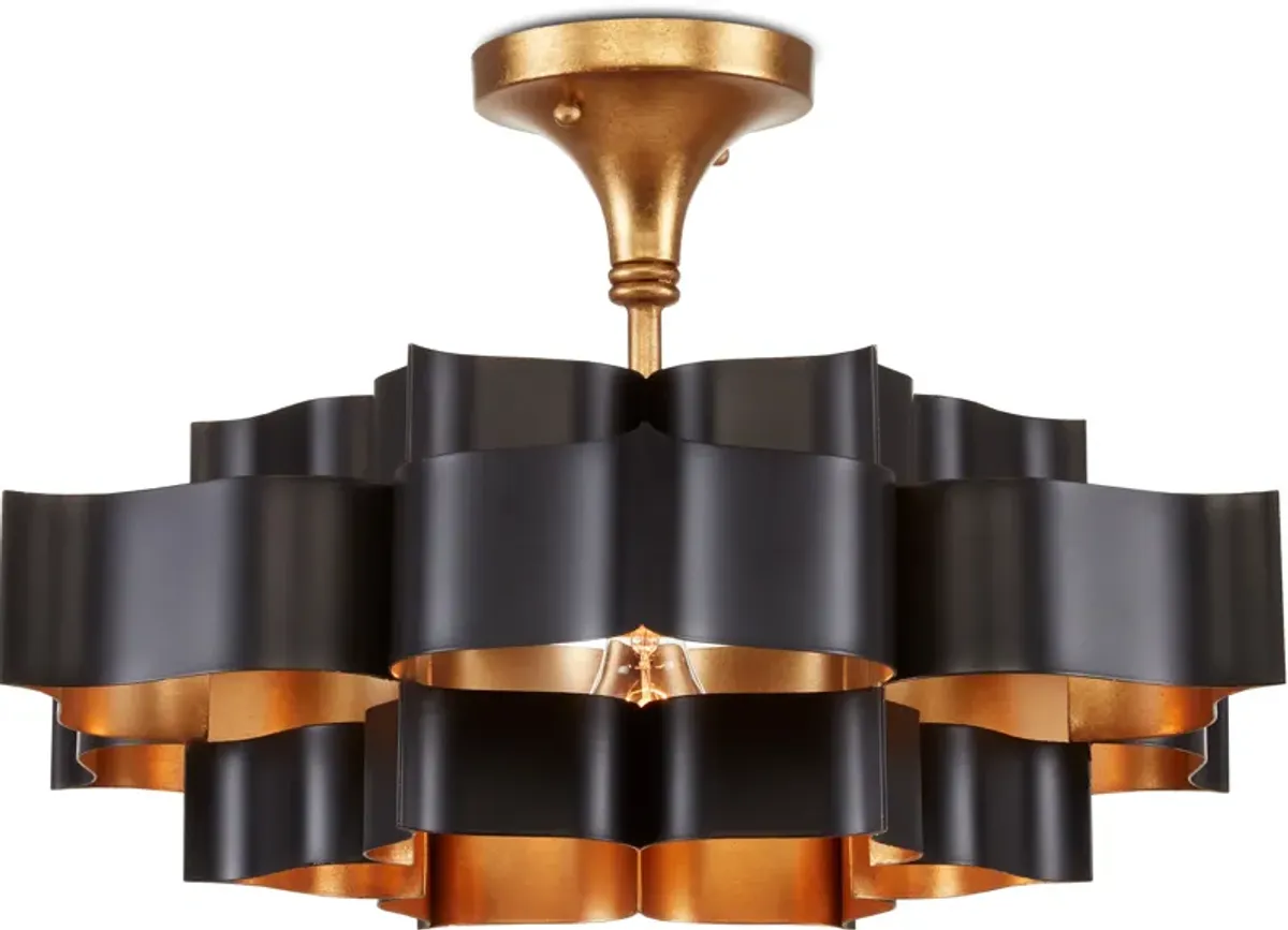 Grand Lotus Small Black Chandelier