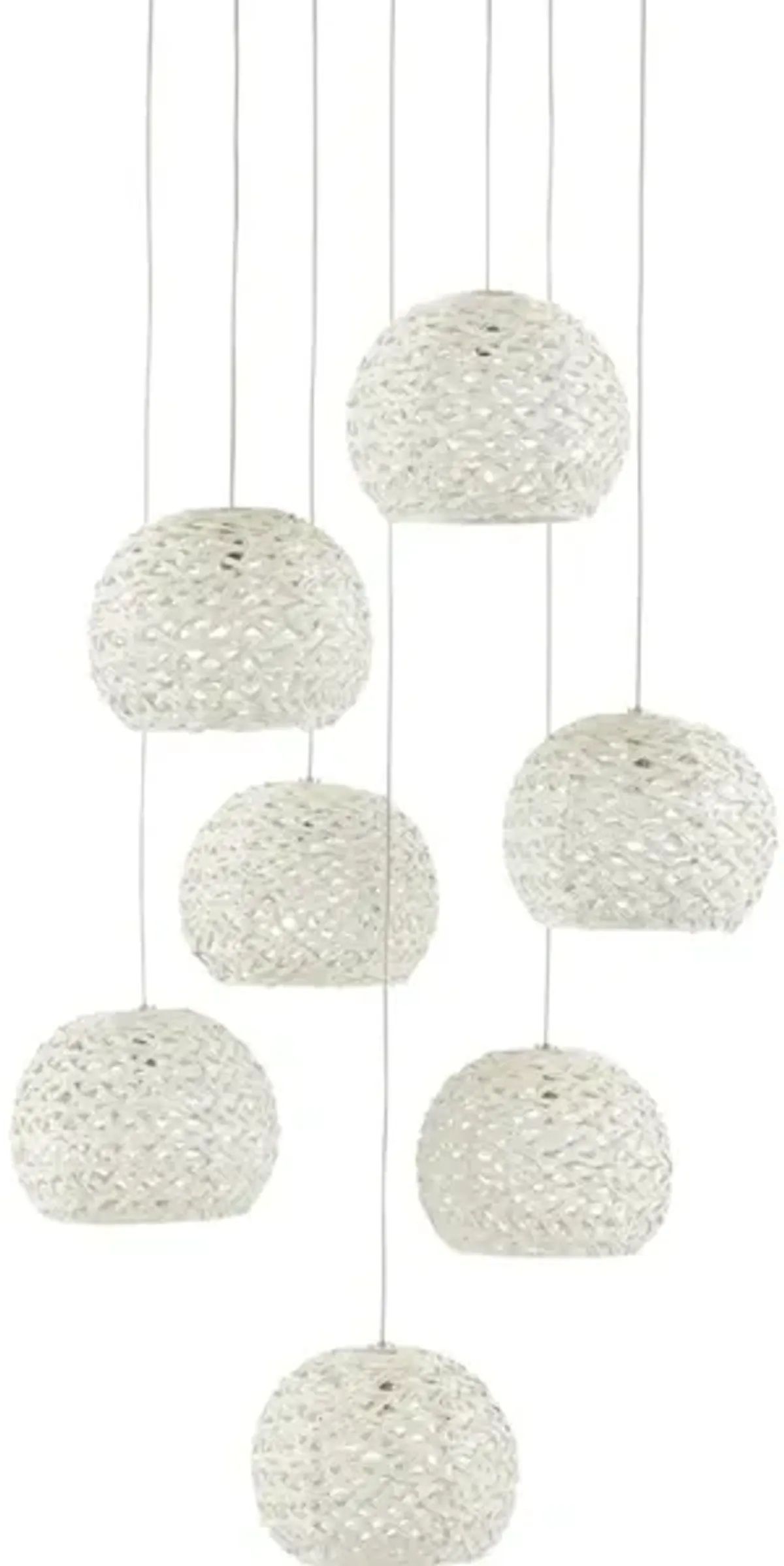 Piero White 7-Light Round Multi-Drop Pendant