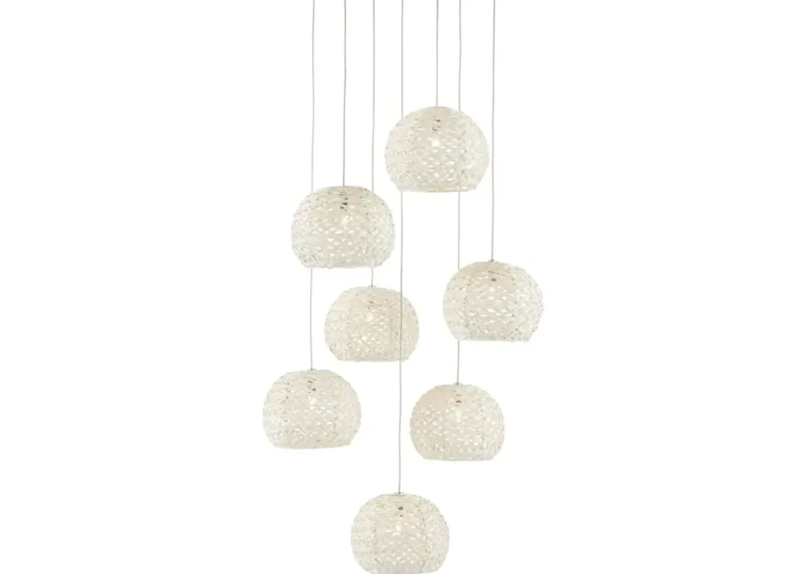 Piero White 7-Light Round Multi-Drop Pendant