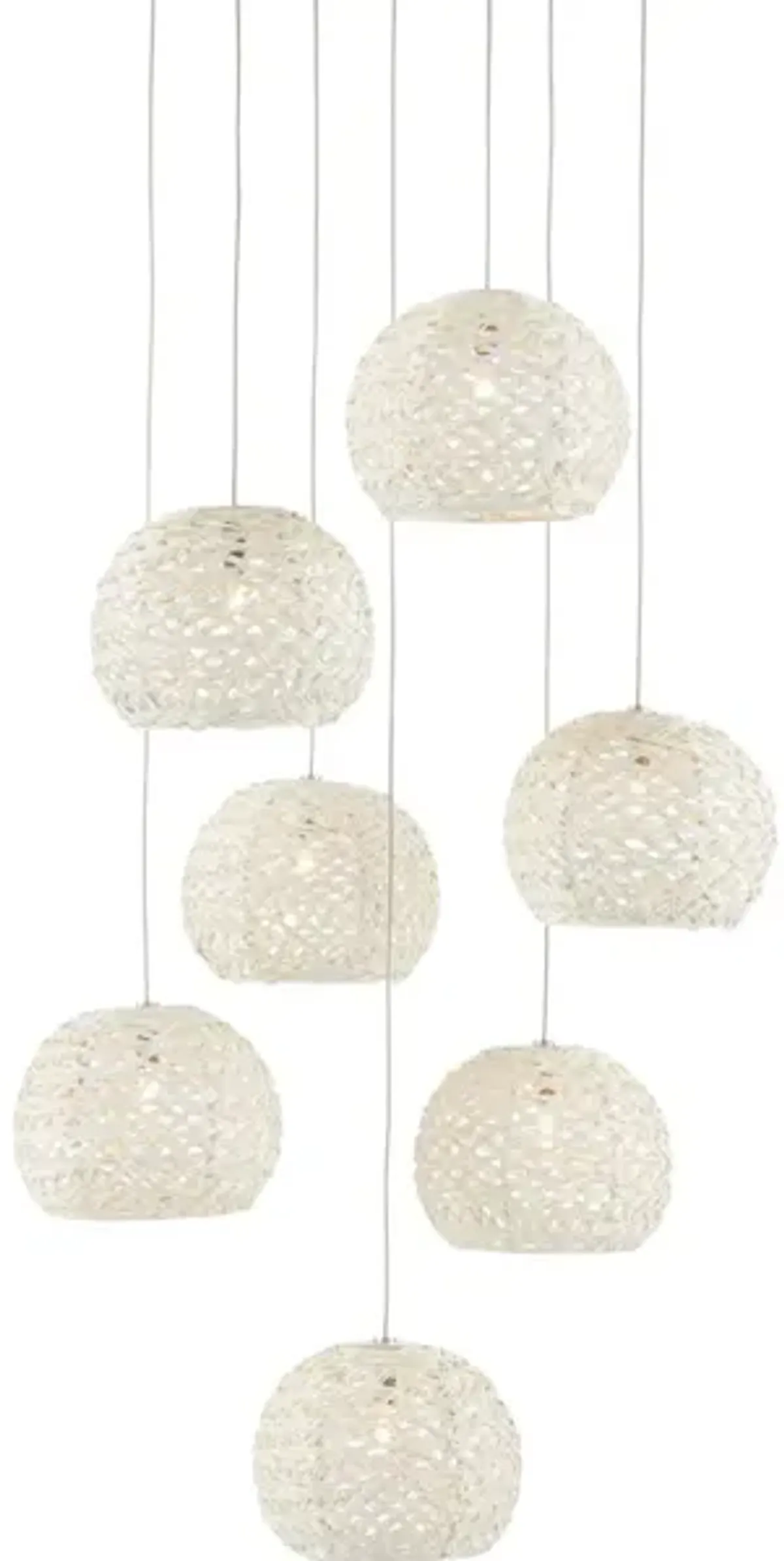 Piero White 7-Light Round Multi-Drop Pendant