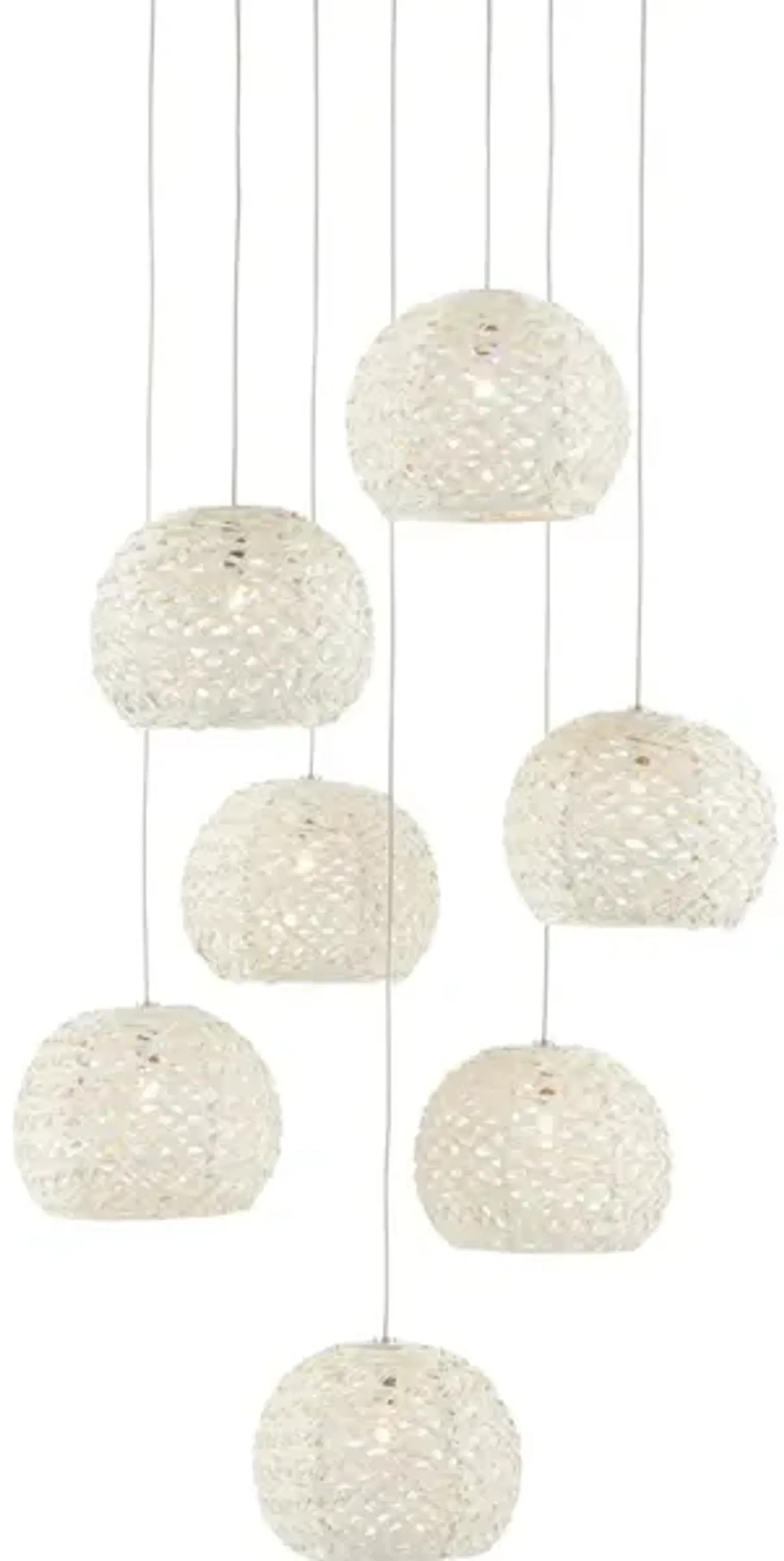 Piero White 7-Light Round Multi-Drop Pendant