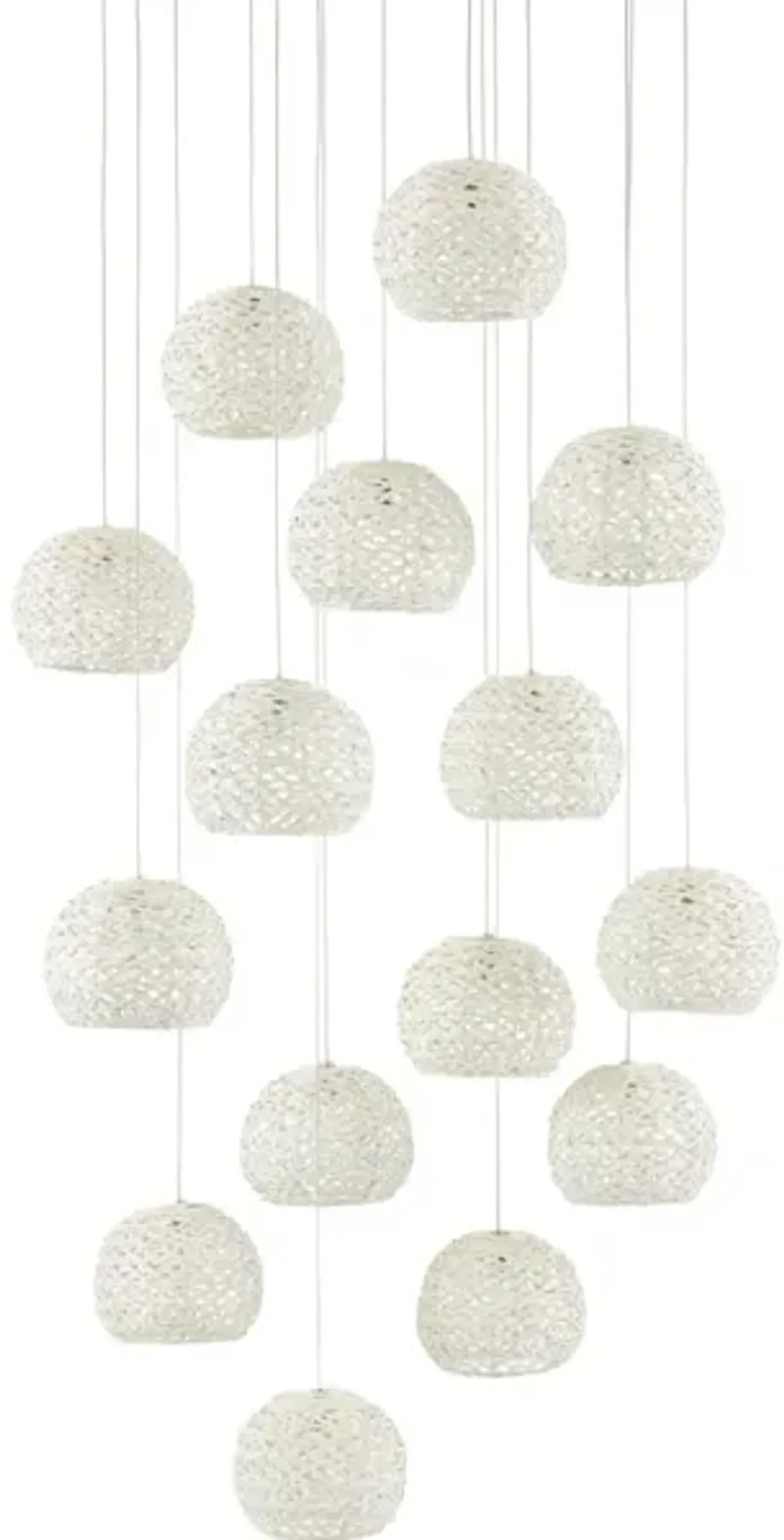 Piero White 15-Light Round Multi-Drop Pendant