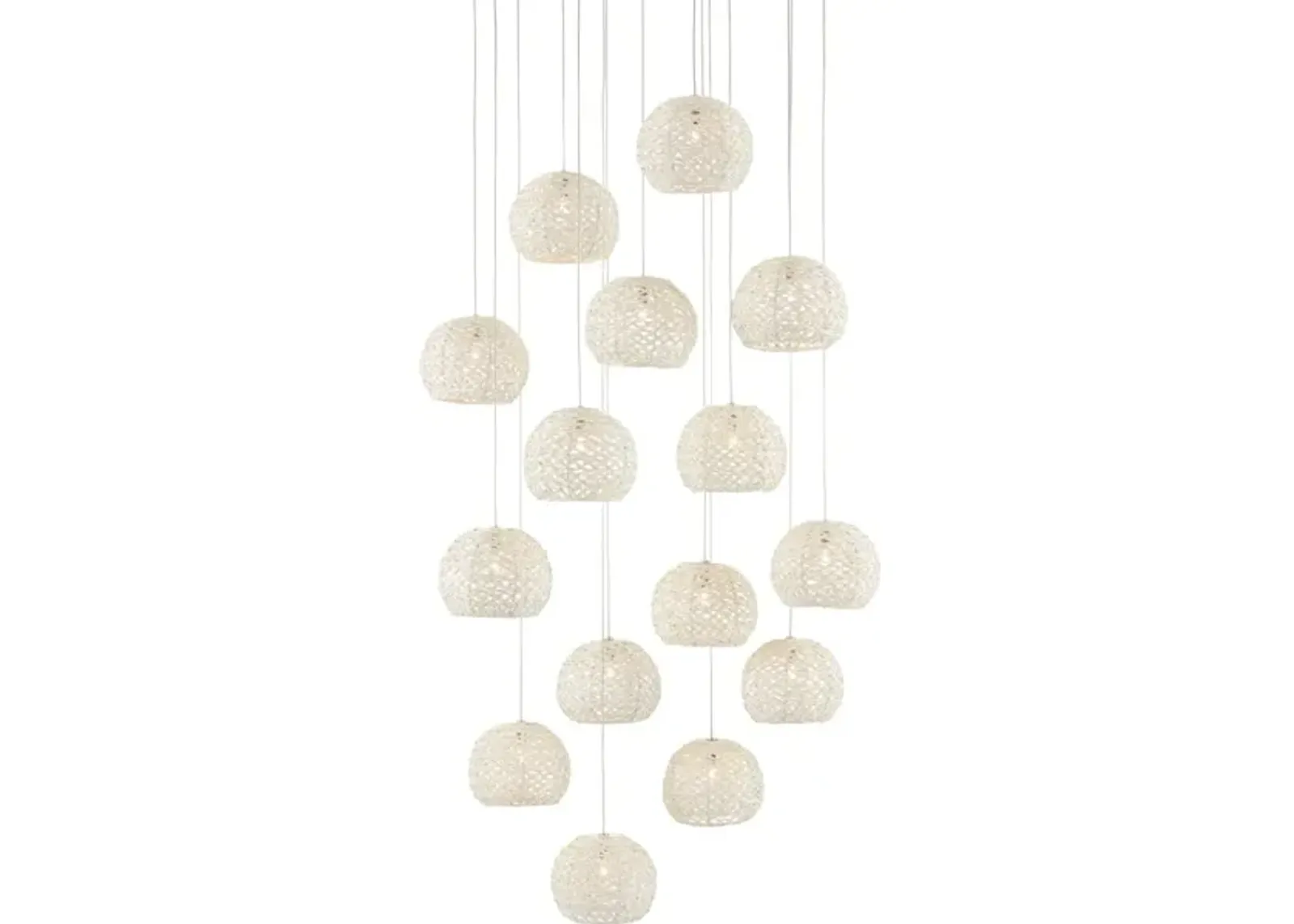 Piero White 15-Light Round Multi-Drop Pendant