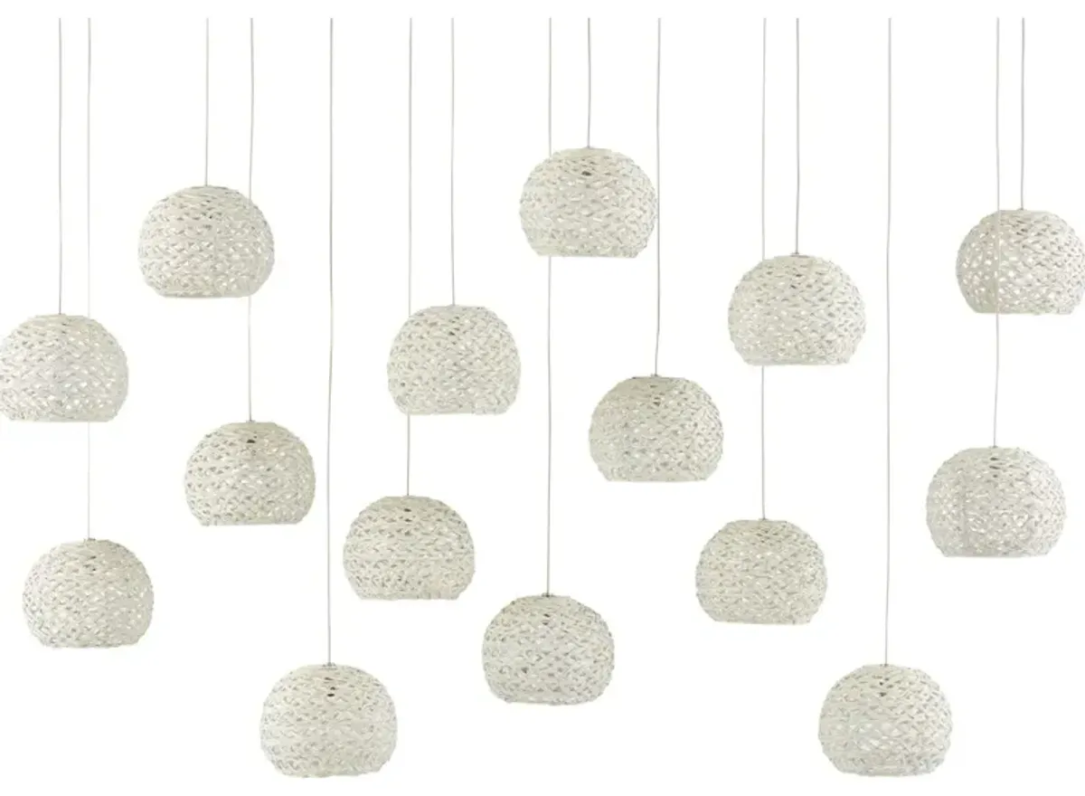 Piero White 15-Light Linear Multi-Drop Pendant