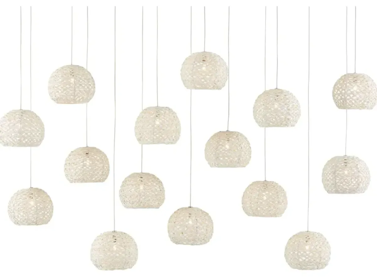 Piero White 15-Light Linear Multi-Drop Pendant