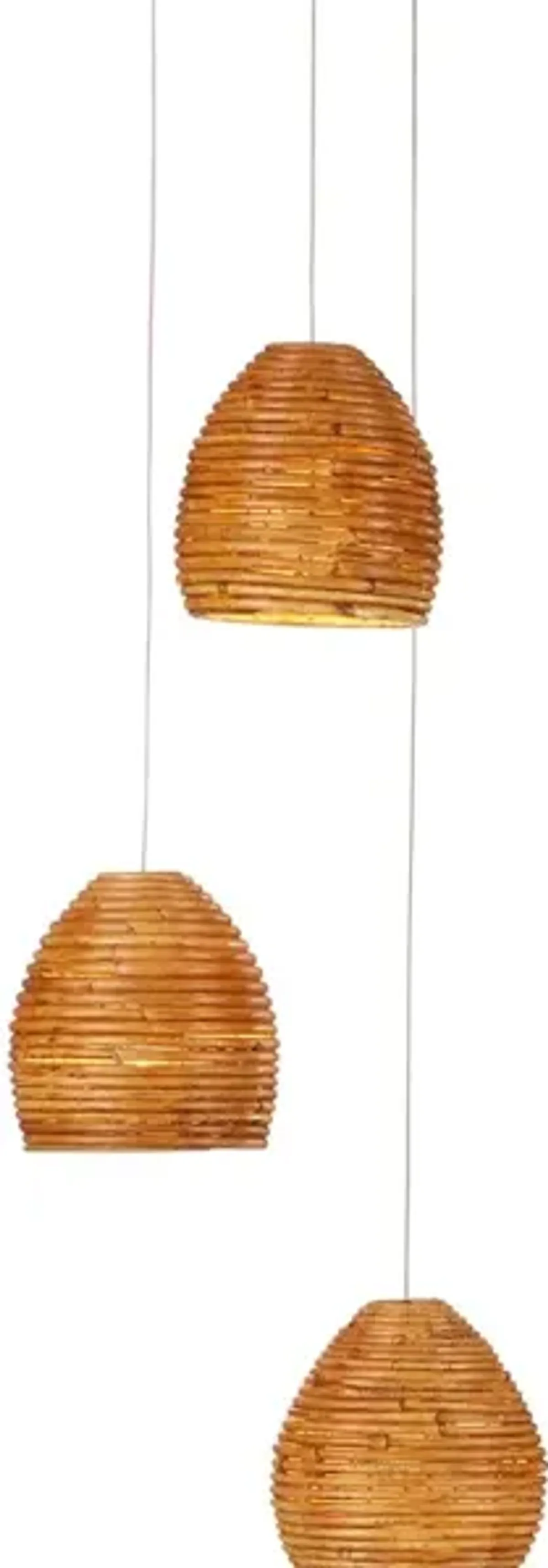 Beehive 3-Light Round Multi-Drop Pendant