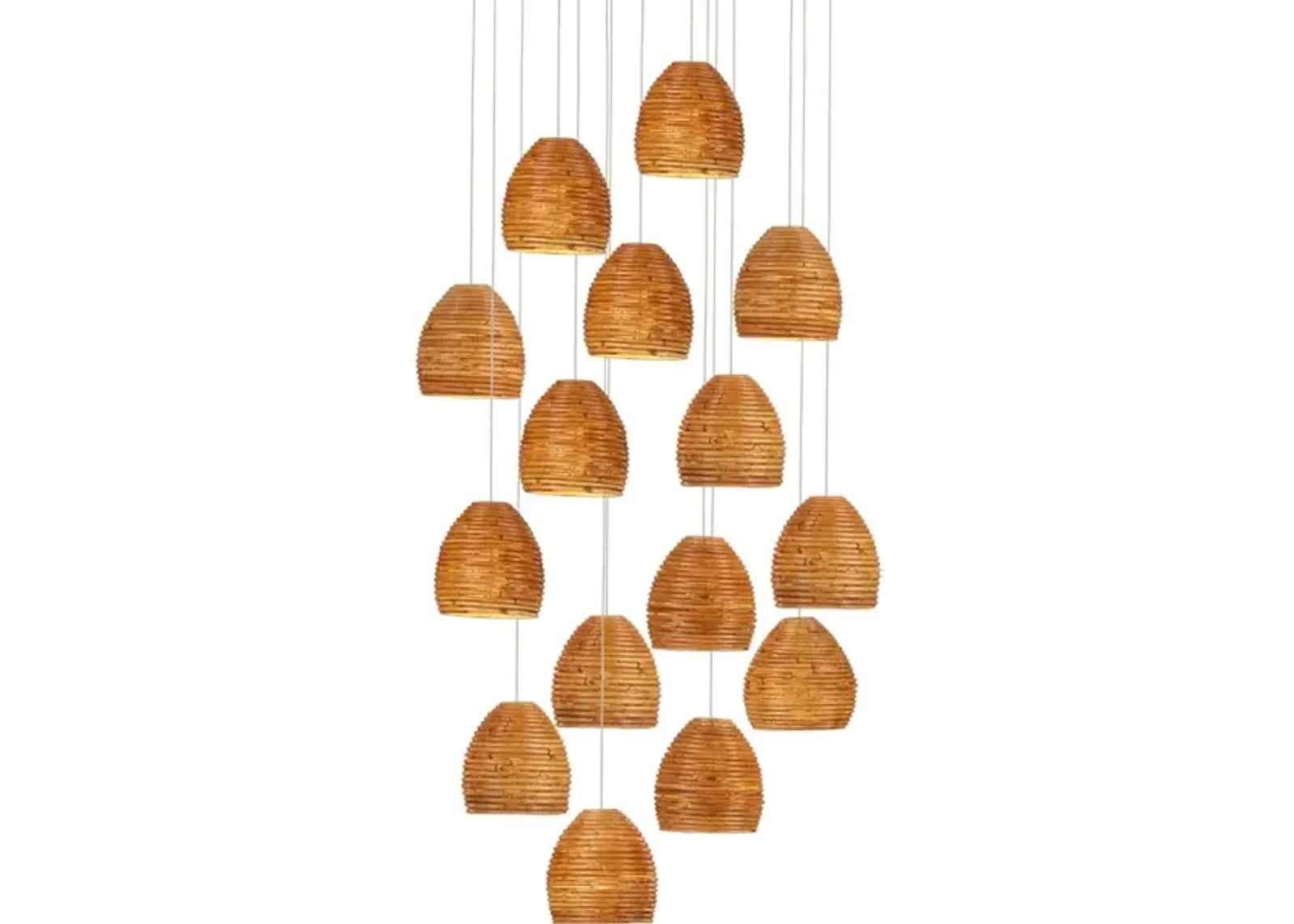 Beehive 15-Light Round Multi-Drop Pendant