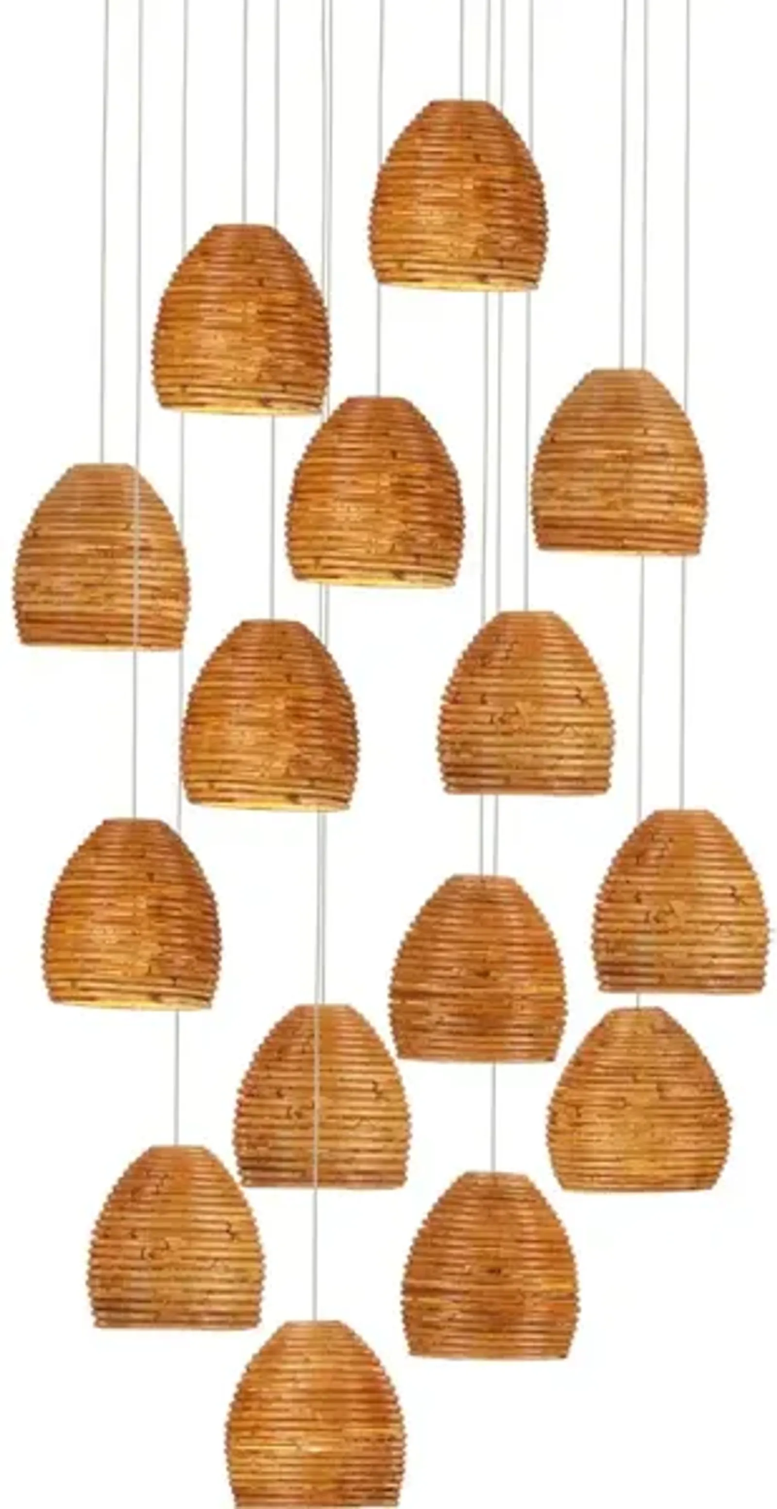 Beehive 15-Light Round Multi-Drop Pendant