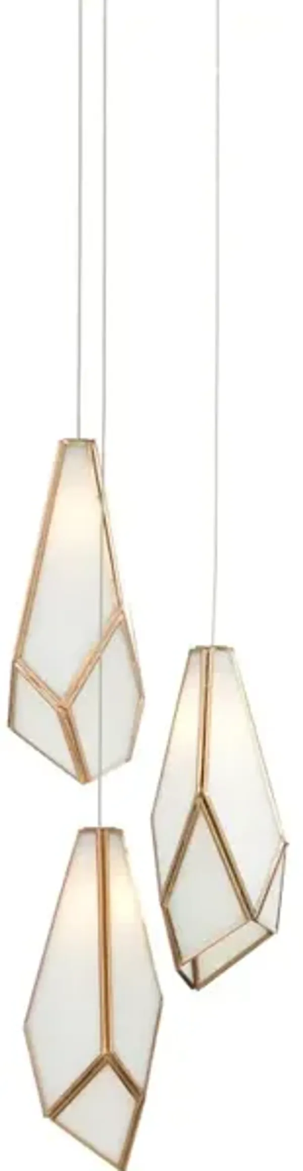 Glace White 3-Light Round Multi-Drop Pendant