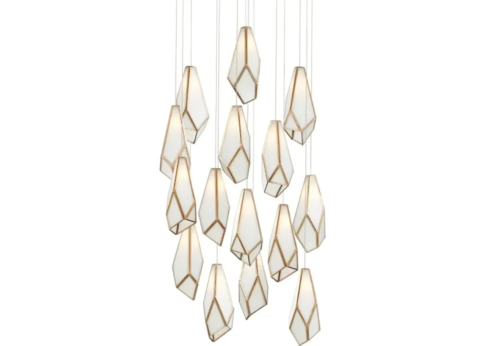 Glace White 15-Light Round Multi-Drop Pendant