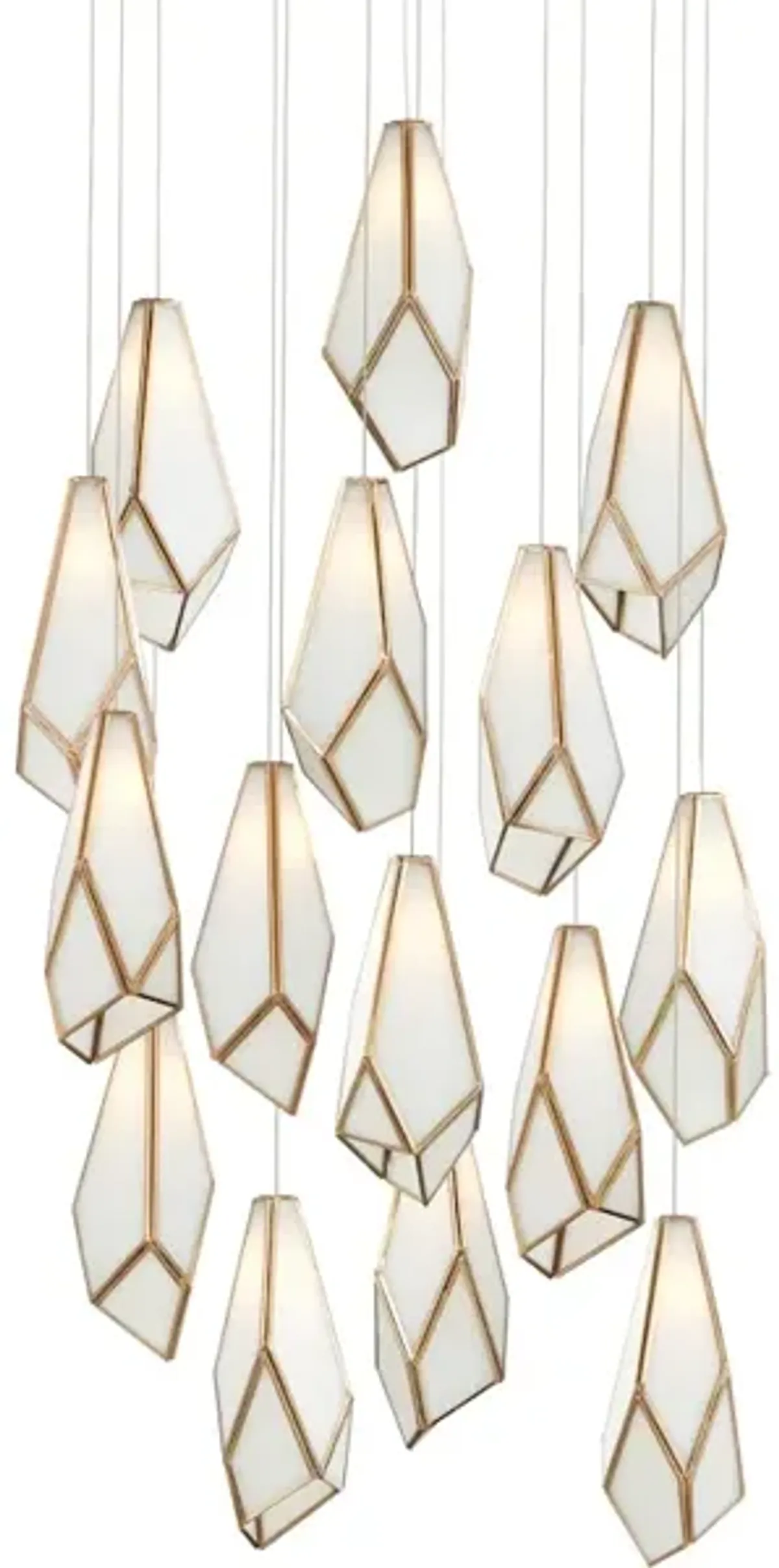 Glace White 15-Light Round Multi-Drop Pendant