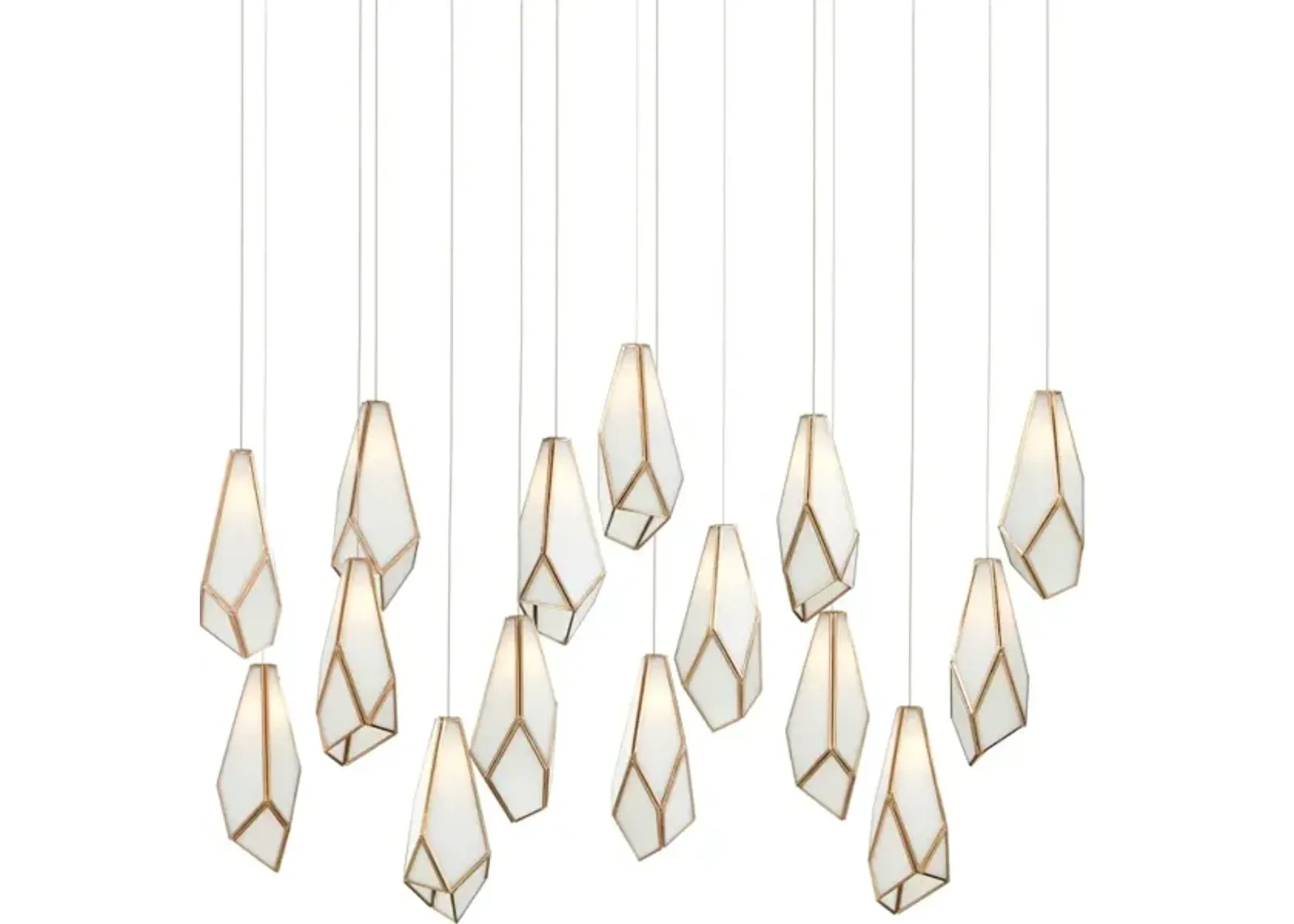 Glace White 15-Light Linear Multi-Drop Pendant