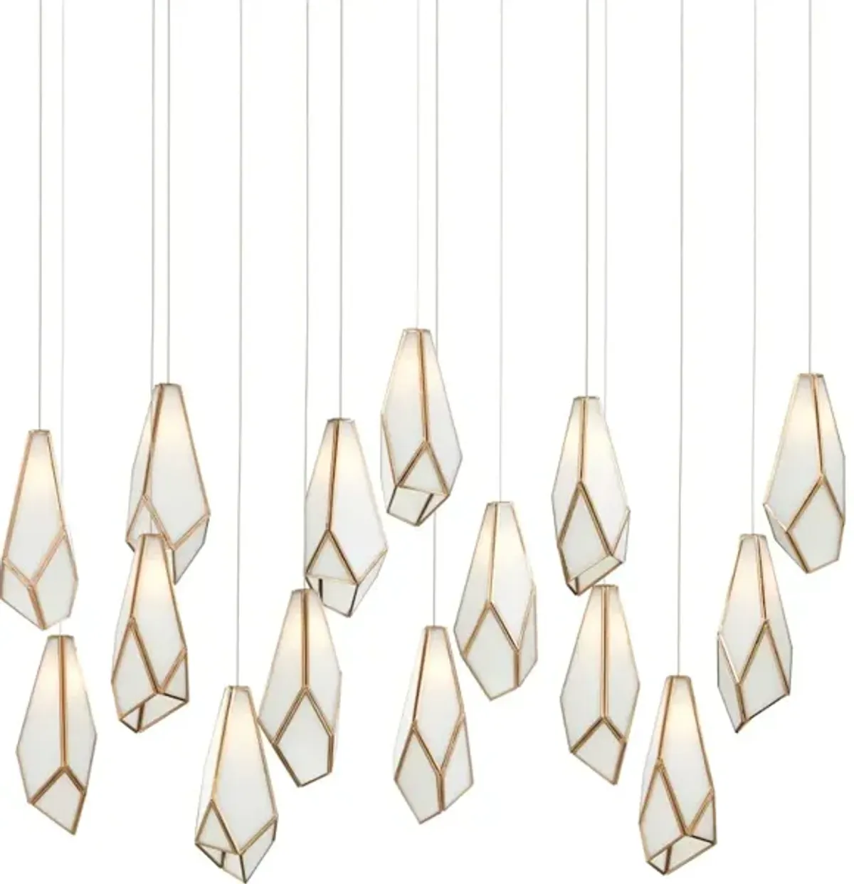 Glace White 15-Light Linear Multi-Drop Pendant