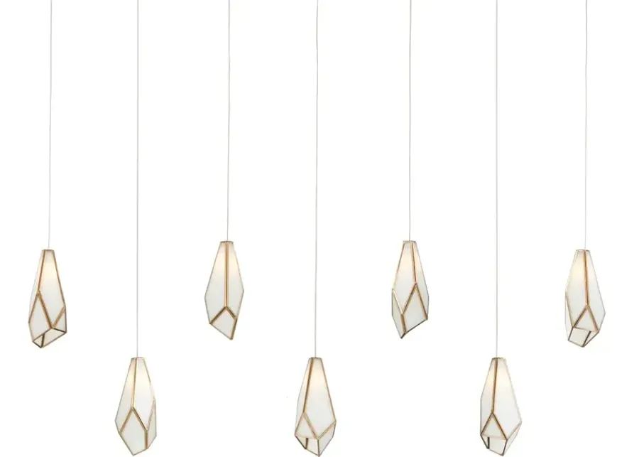 Glace White 7-Light Linear Multi-Drop Pendant