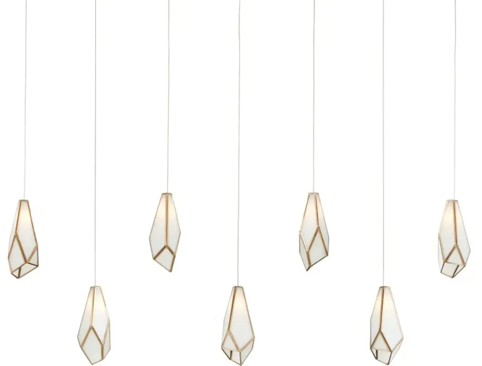 Glace White 7-Light Linear Multi-Drop Pendant