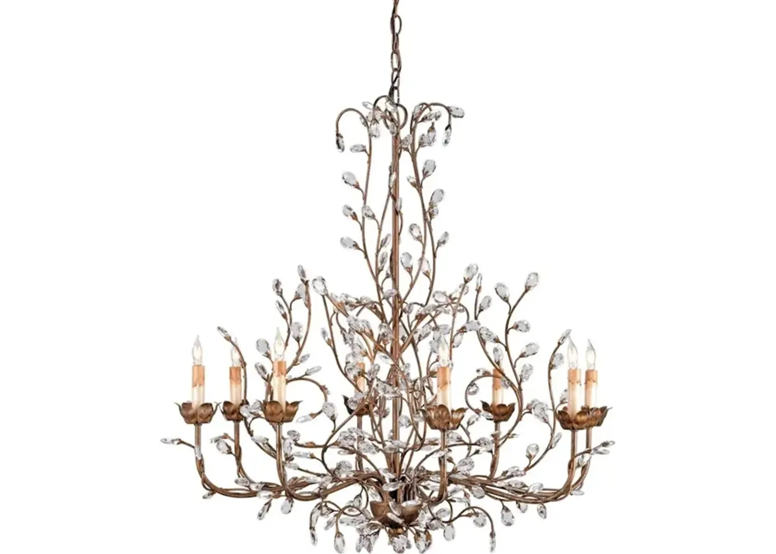 Crystal Bud Large Gold Chandelier