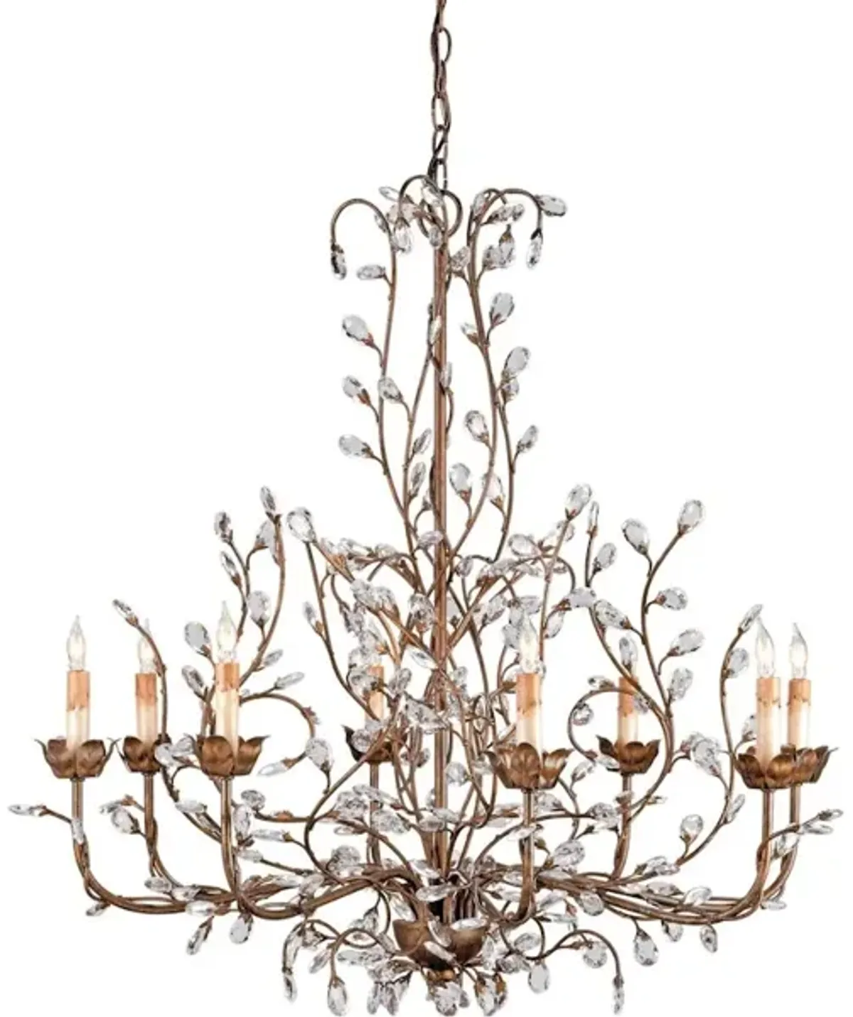 Crystal Bud Large Gold Chandelier