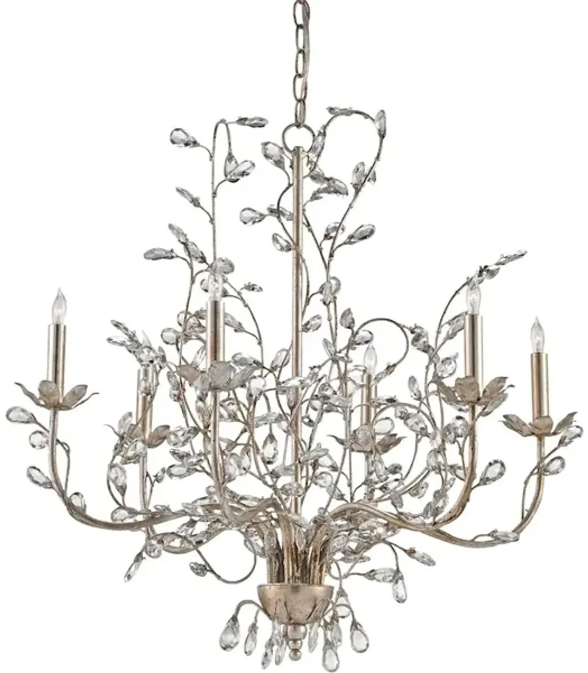 Crystal Bud Medium Silver Chandelier