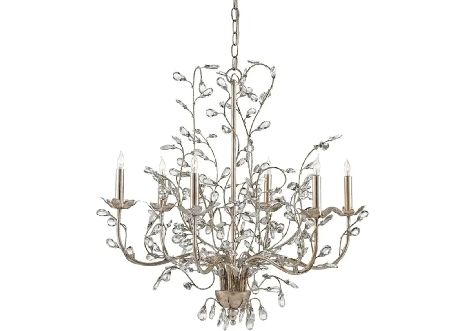 Crystal Bud Medium Silver Chandelier