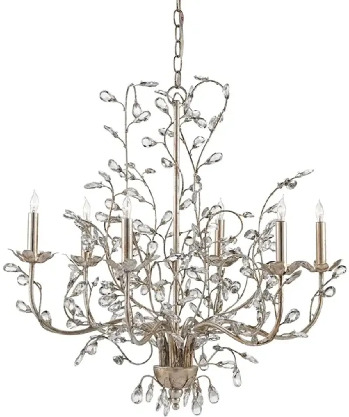 Crystal Bud Medium Silver Chandelier